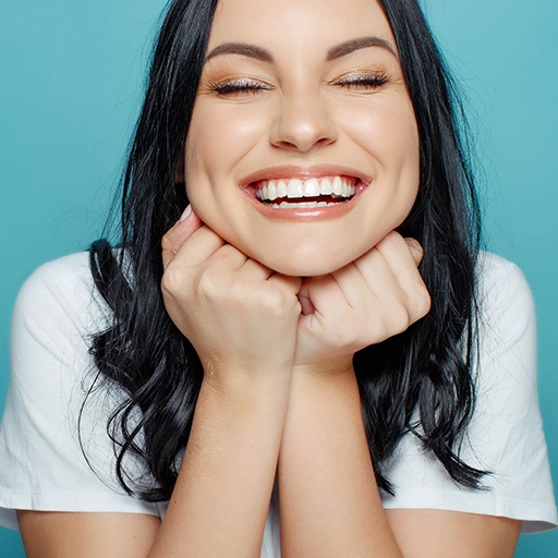 Woman sharing healthy happy smile