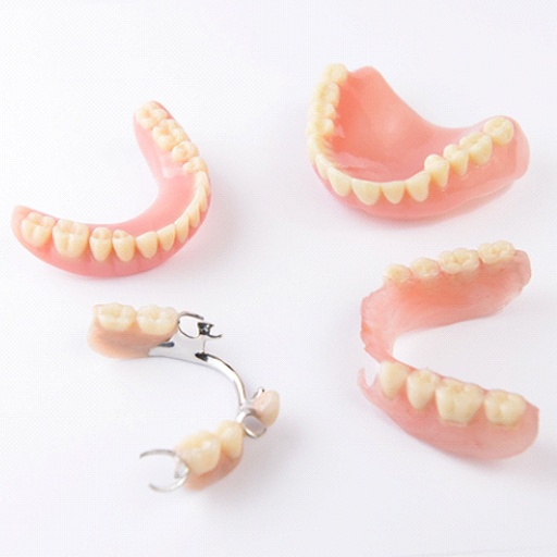 different types of dentures in Fort Worth on white background