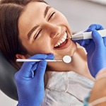 Woman smiling at the dentist
