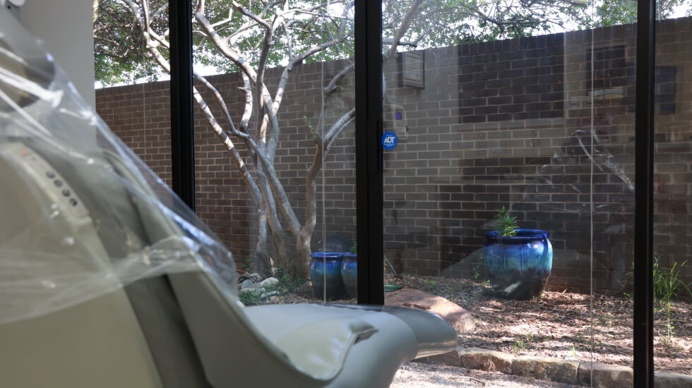 Courtyard view from dental treatment room