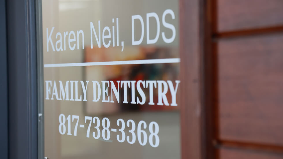 Dental office name on front door