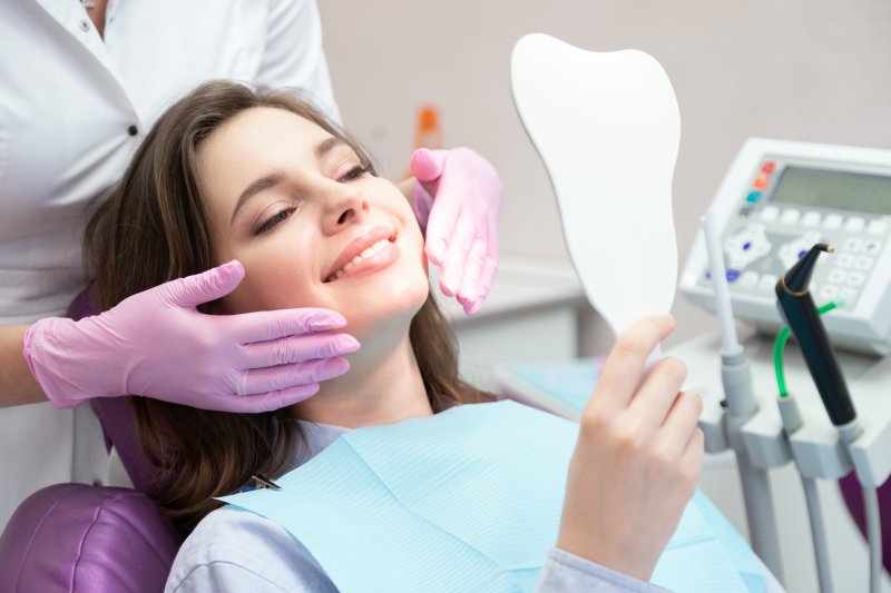 A patient undergoing cosmetic dental treatment