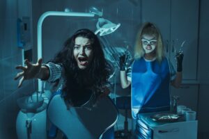 Woman with dental phobia